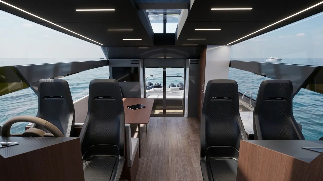 Artyx wheelhouse with helm seats and panoramic windows