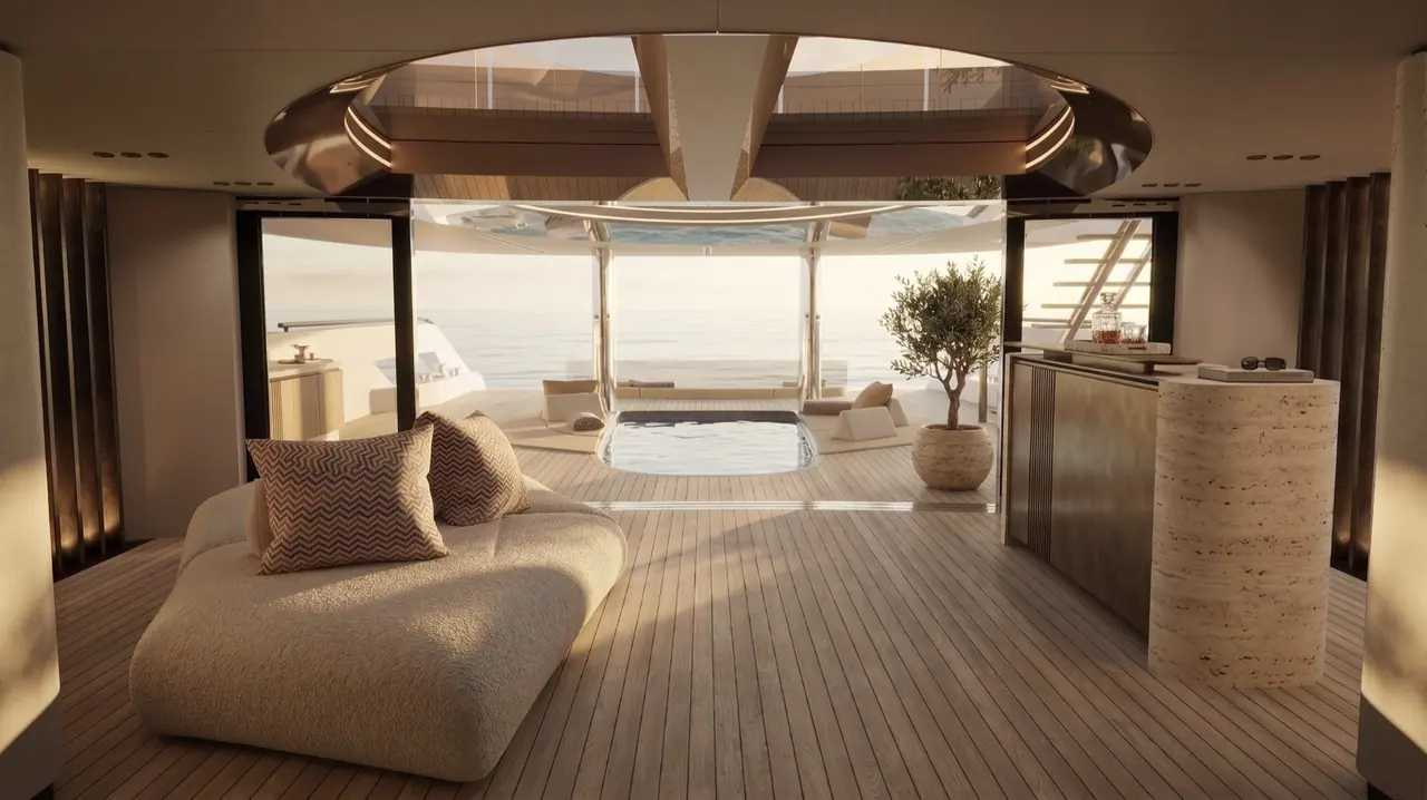 Velado main saloon opening onto the aft deck