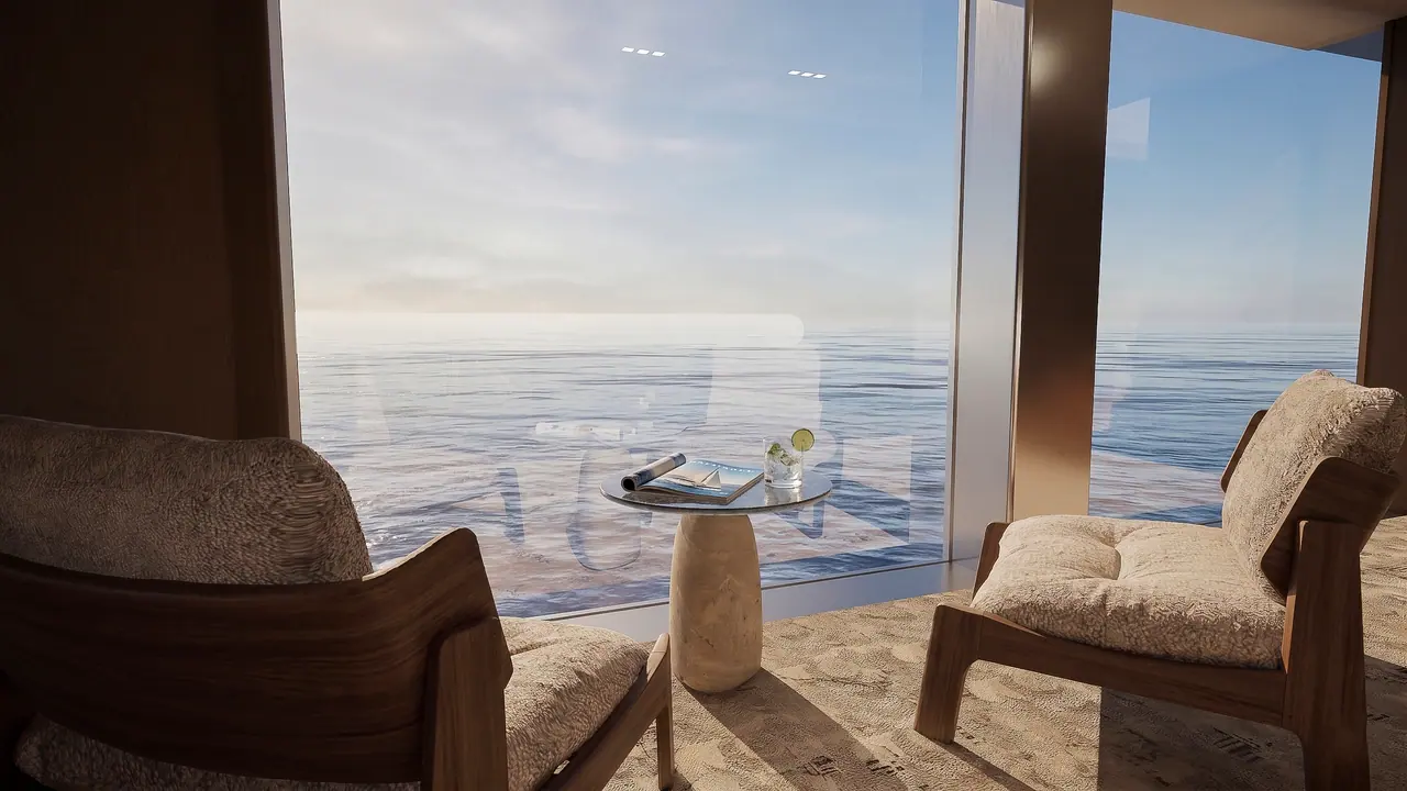 Two lounge chairs facing the sea in the Velado owner’s suite