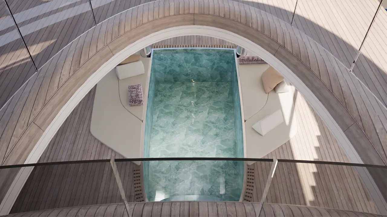 Velado aft pool seen from the deck above