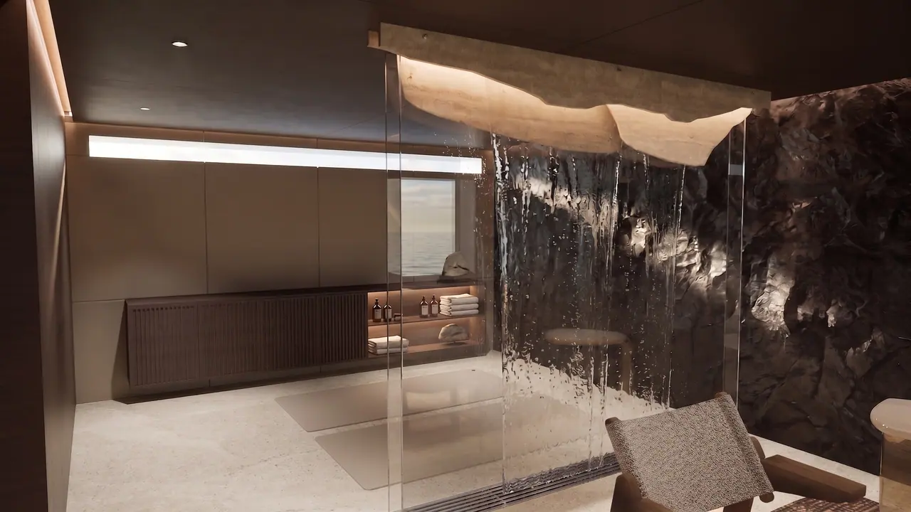 Velado wellness shower with cascading water